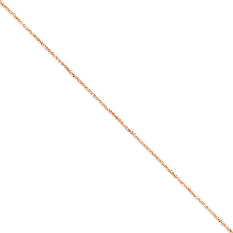 Quality Gold 14k Rose Gold 1.7mm Ropa Chain Anklet