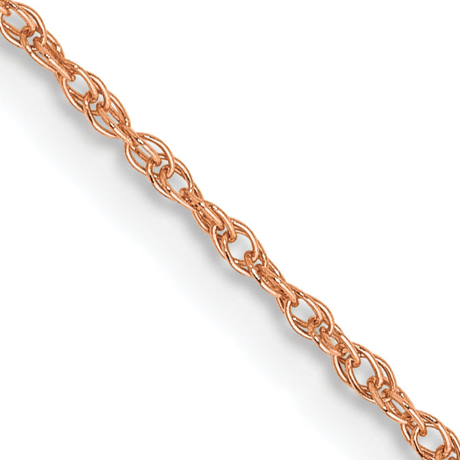 Quality Gold 14K Rose Gold 18 inch .8mm Baby Rope with Spring Ring Clasp Chain