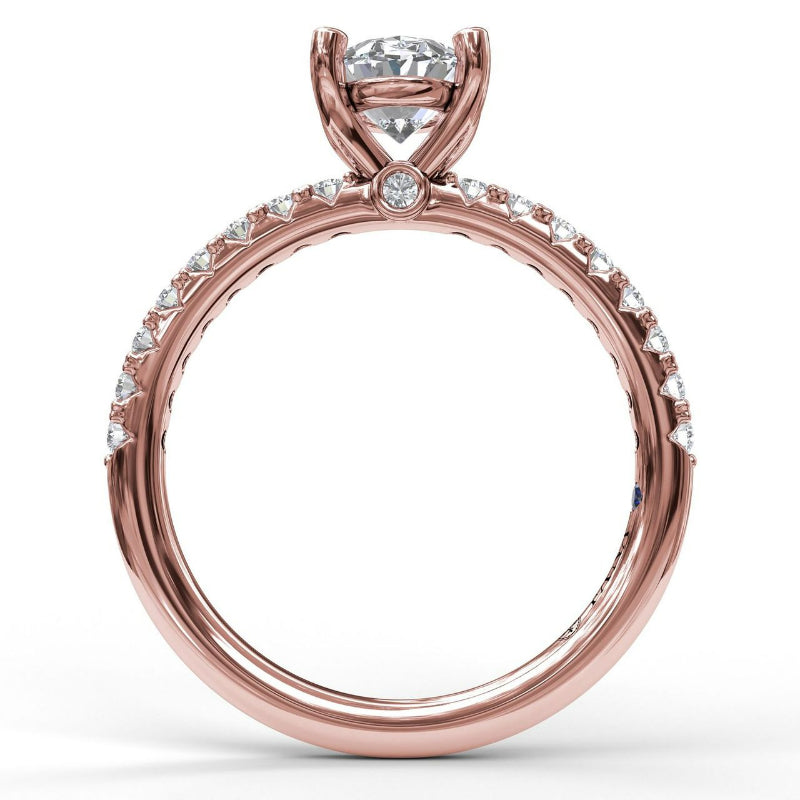 Fana Classic Single Row Engagement ring with an Oval Center Diamond.