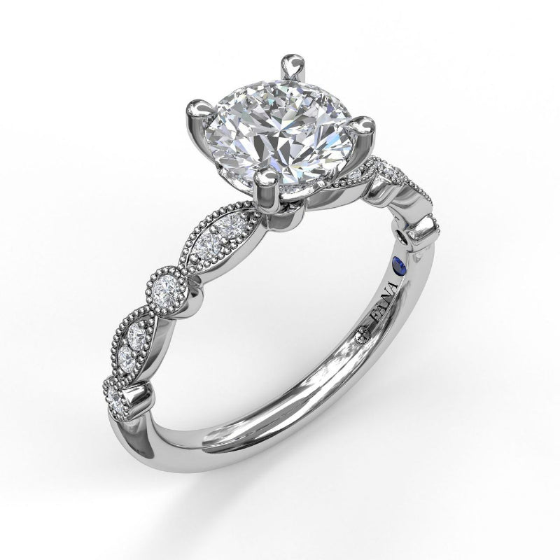 Fana Classic Diamond Engagement Ring with Detailed Milgrain Band