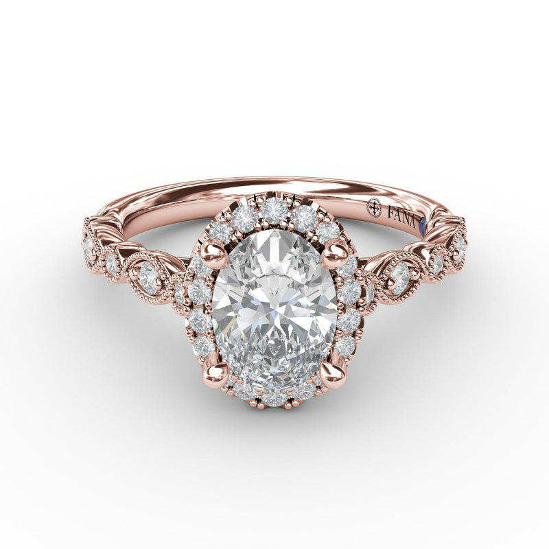 Fana Classic Diamond Engagement Ring with Detailed Milgrain Band