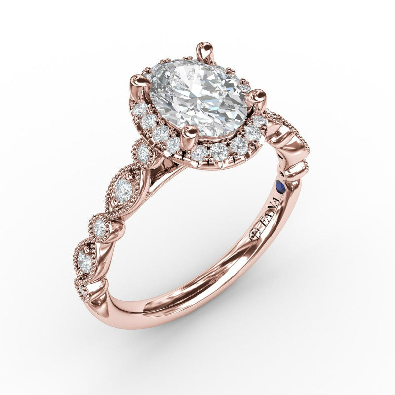 Fana Classic Diamond Engagement Ring with Detailed Milgrain Band