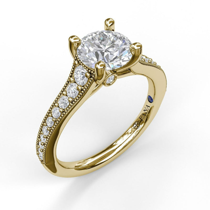 Fana Classic Diamond Engagement Ring with Detailed Milgrain Band