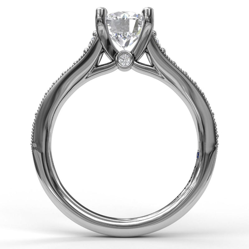 Fana Classic Diamond Engagement Ring with Detailed Milgrain Band