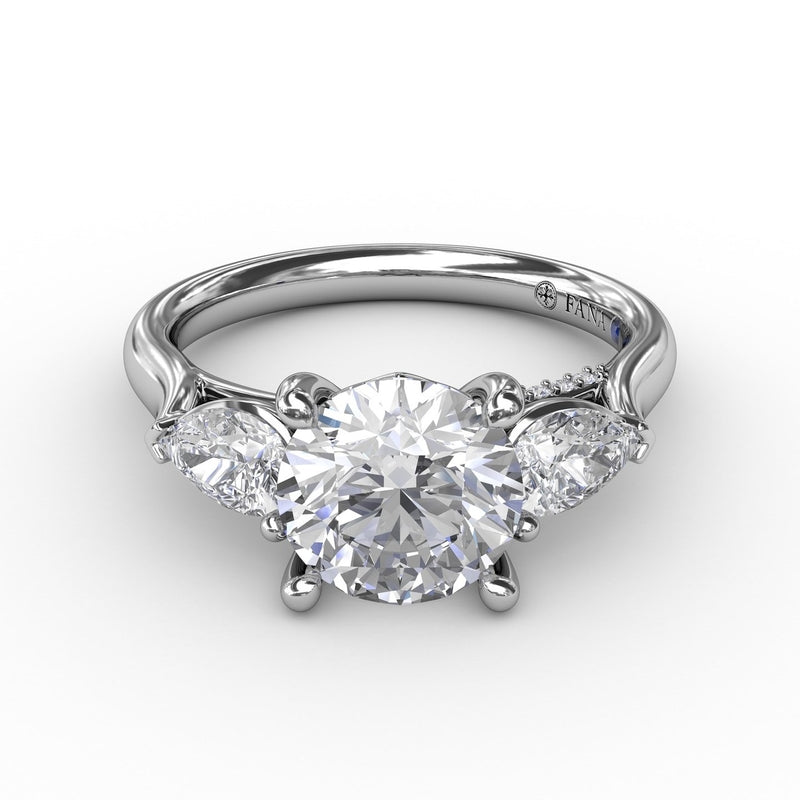 Fana Classic Three-Stone Engagement Ring With Pear-Shape Side Diamonds