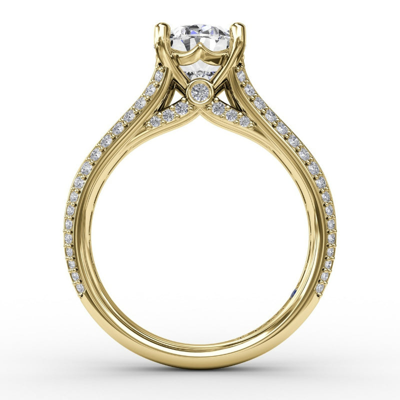 Fana Oval Diamond Solitaire Engagement Ring With Baguettes and Pave