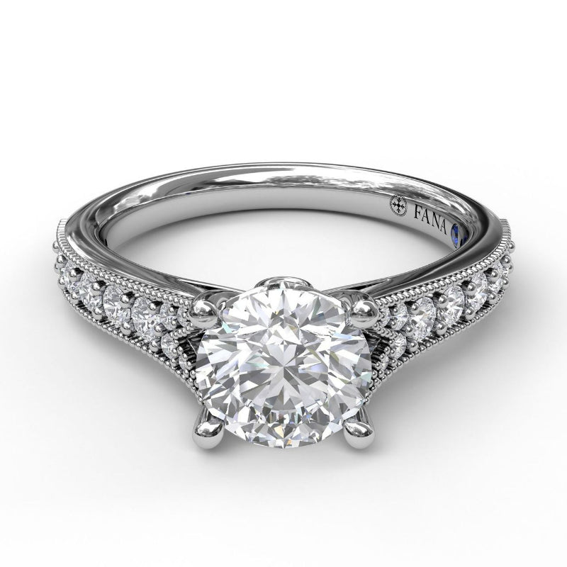 Fana Classic Diamond Engagement Ring with Detailed Milgrain Band