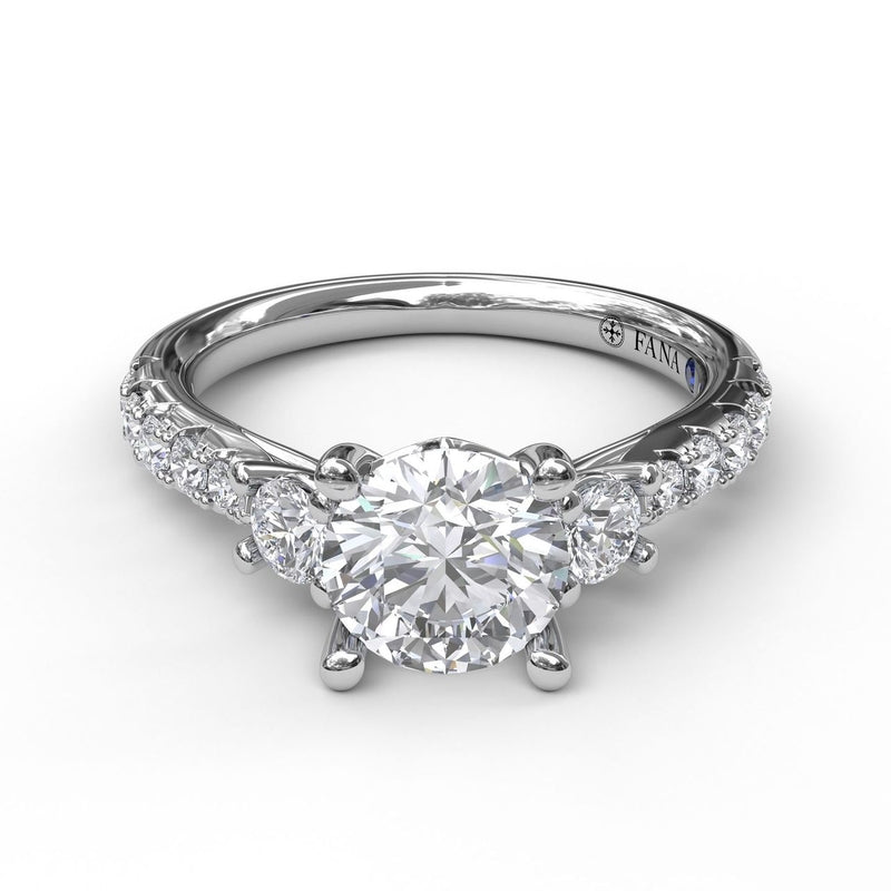 Fana Three Stone With Pave Engagement Ring