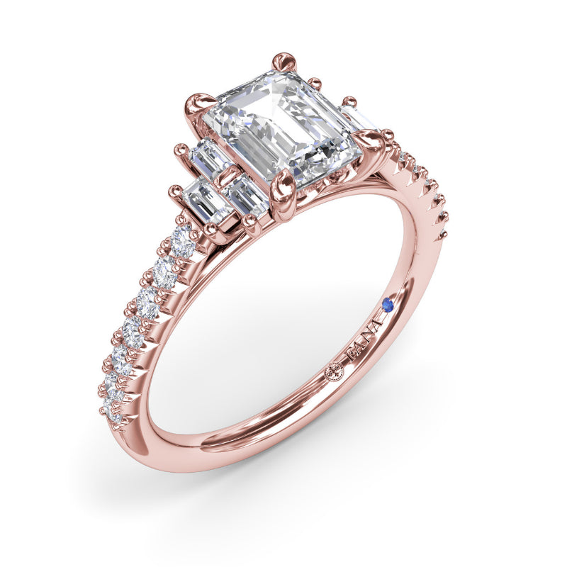 Fana Emerald Cut Side Stone Engagement Ring