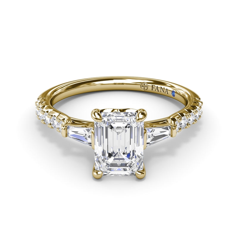 Fana Emerald Cut and Tapered Baguette Engagement Ring