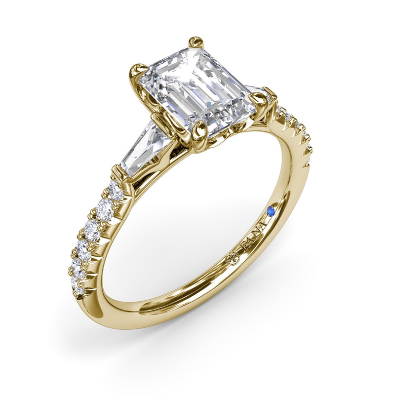 Fana Emerald Cut and Tapered Baguette Engagement Ring