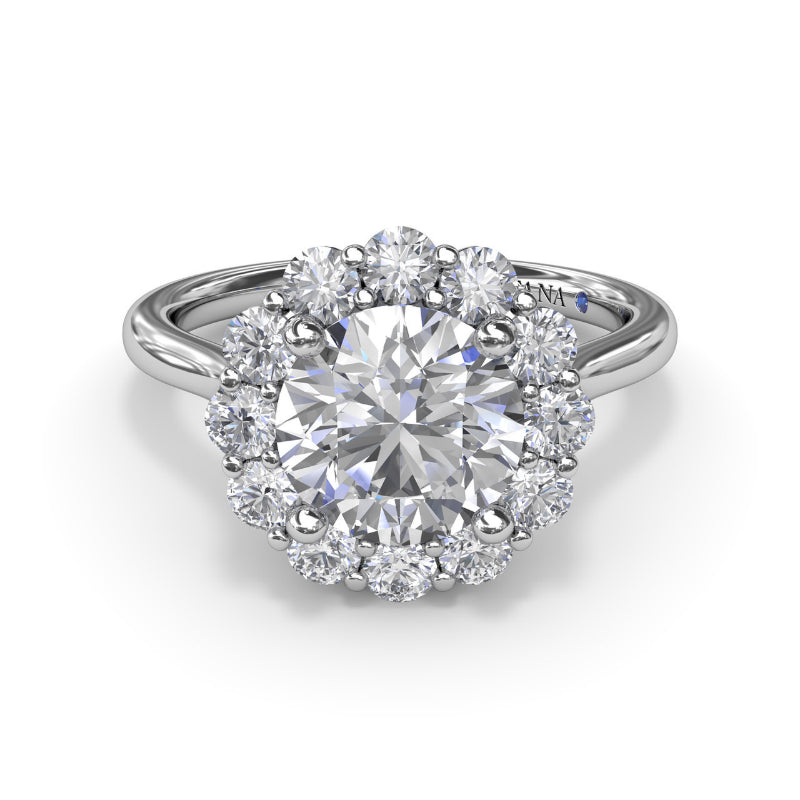 Fana Floral Halo Diamond Engagement Ring