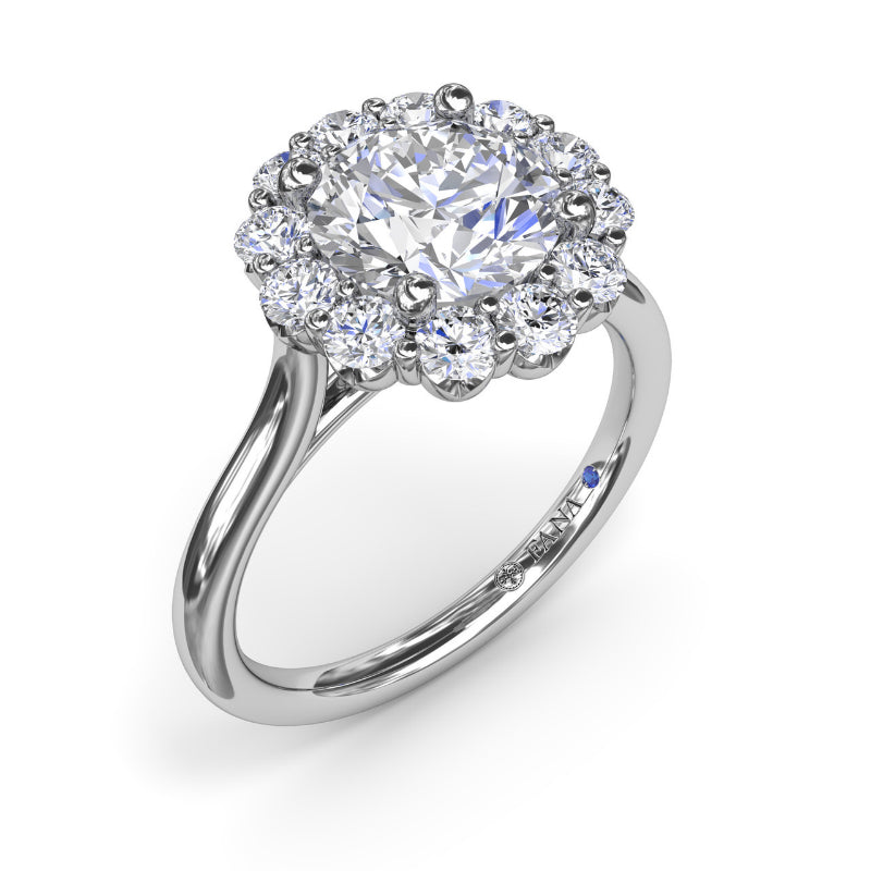 Fana Floral Halo Diamond Engagement Ring