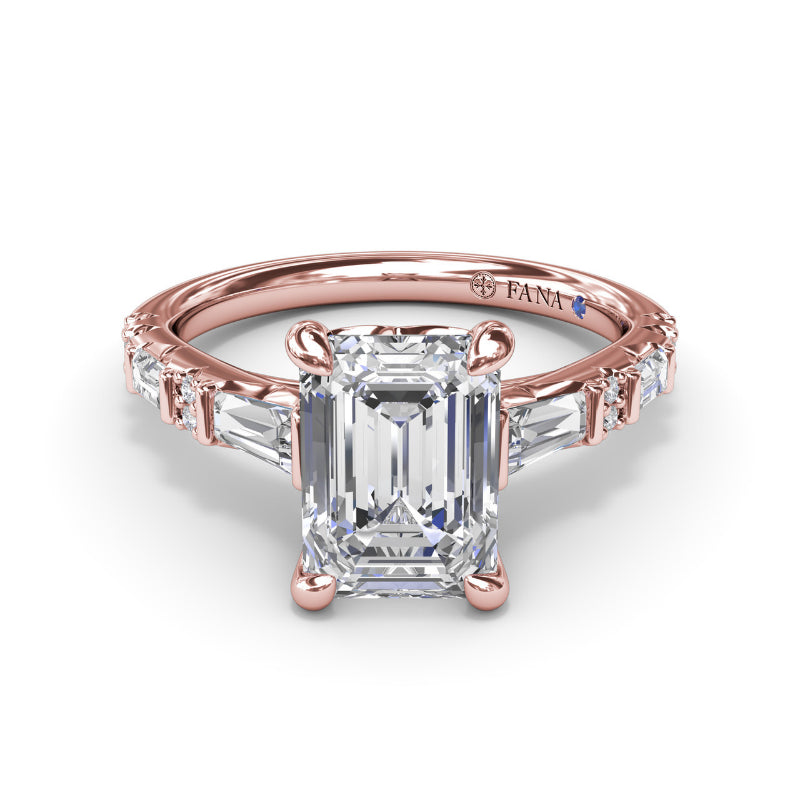 Fana Alternating Baguette and Round Diamond Engagement Ring