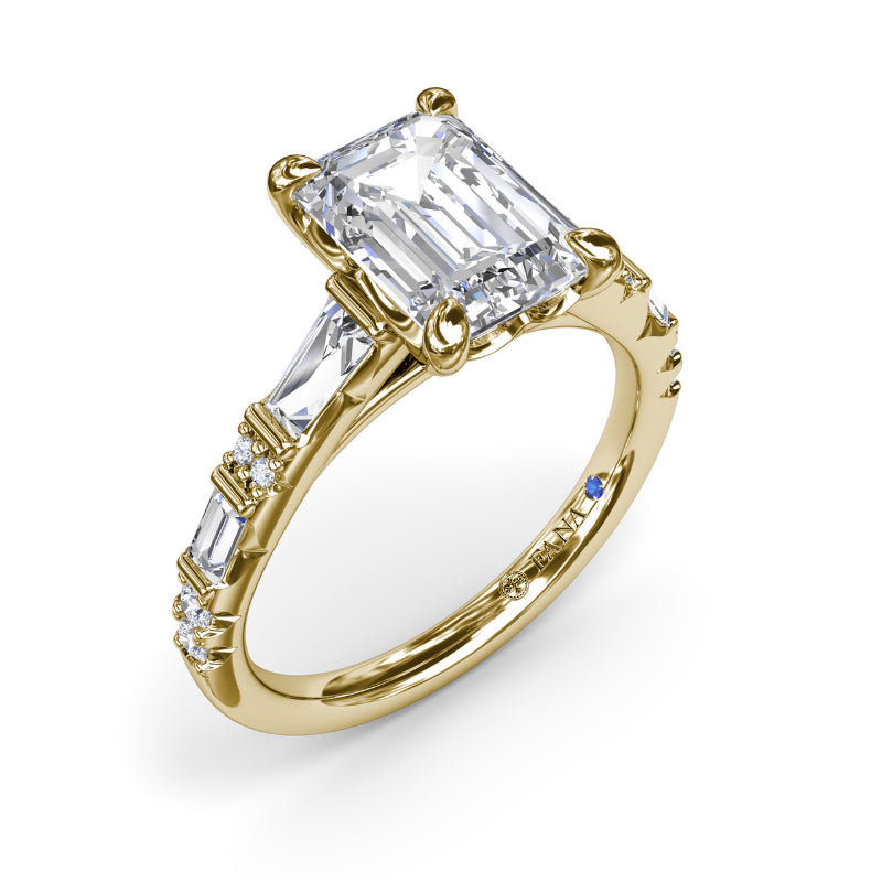 Fana Alternating Baguette and Round Diamond Engagement Ring