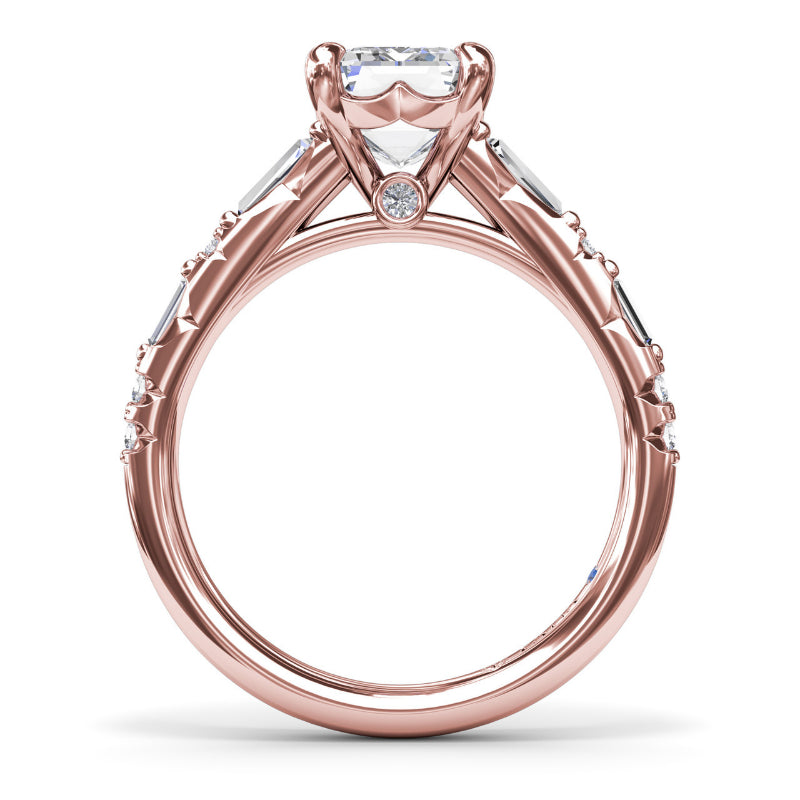 Fana Alternating Baguette and Round Diamond Engagement Ring