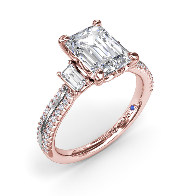 Fana Two-Toned Emerald Cut Diamond Engagement Ring