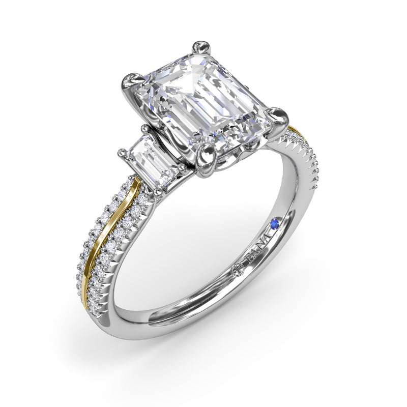 Fana Two-Toned Emerald Cut Diamond Engagement Ring