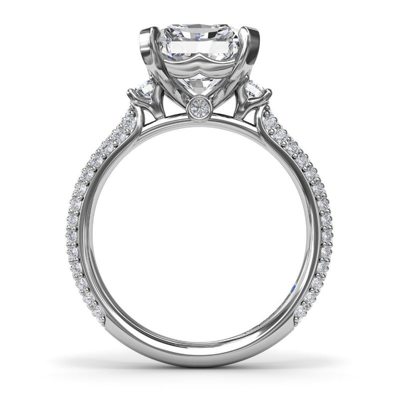 Fana Side Stone Pave Diamond Engagement Ring