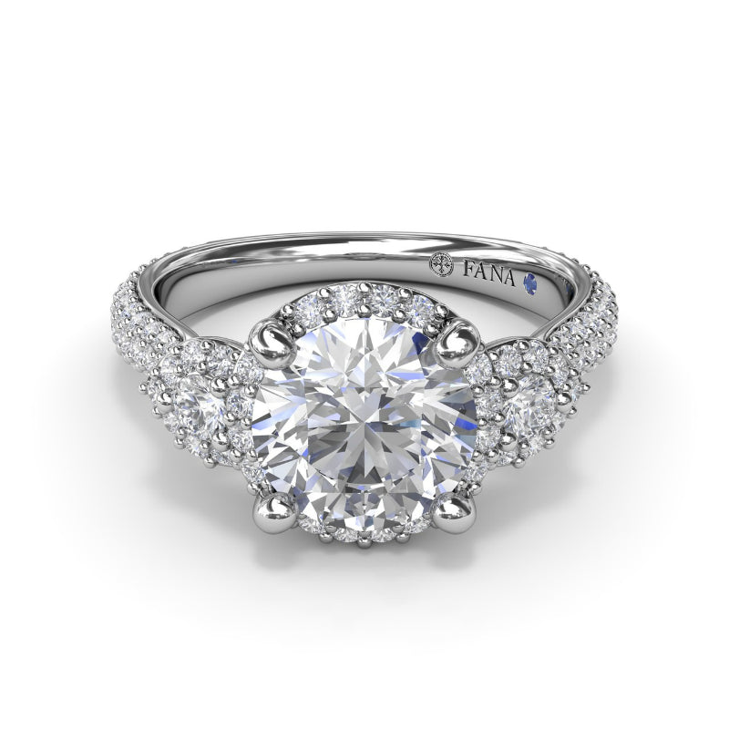 Fana Full Halo Diamond Pave Engagement Ring