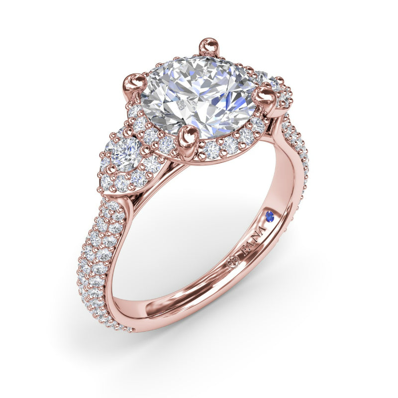 Fana Full Halo Diamond Pave Engagement Ring