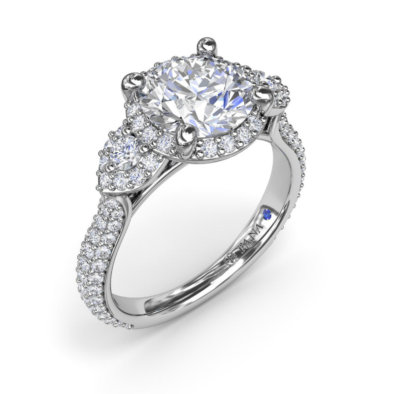 Fana Full Halo Diamond Pave Engagement Ring