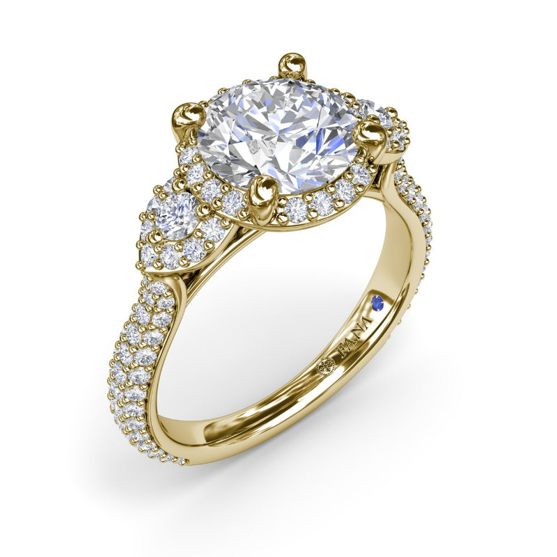 Fana Full Halo Diamond Pave Engagement Ring