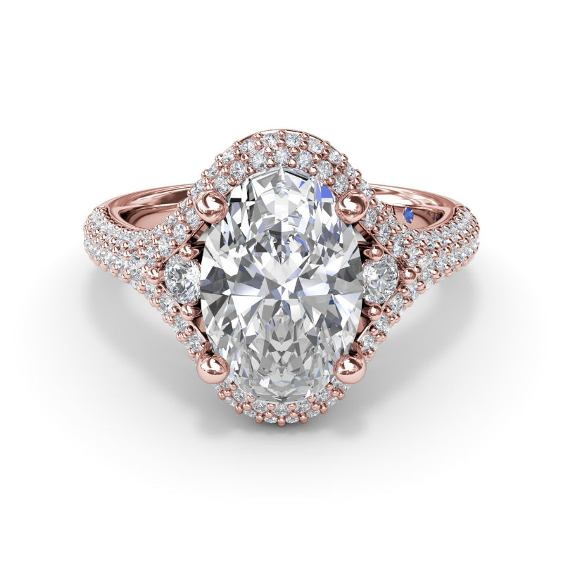 Fana Double Pave Diamond Halo Engagement Ring