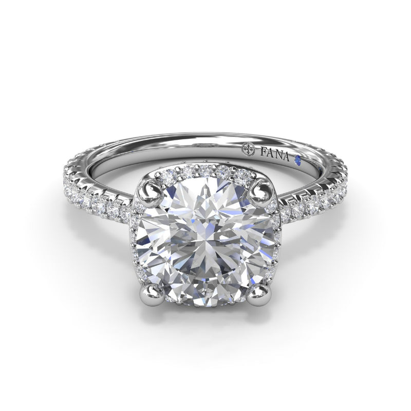 Fana Cushion Cut Diamond Halo Engagement Ring