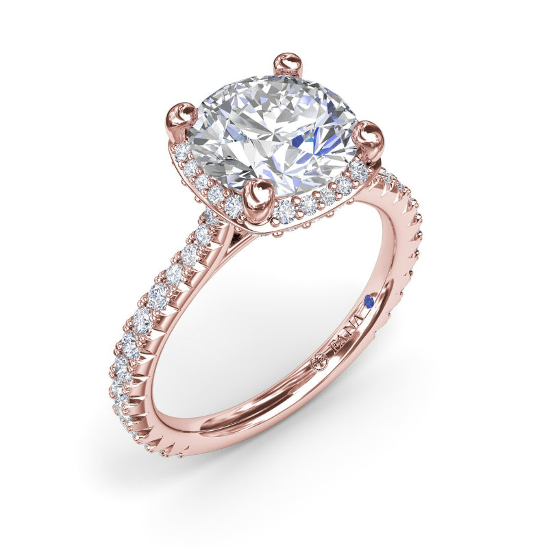 Fana Cushion Cut Diamond Halo Engagement Ring