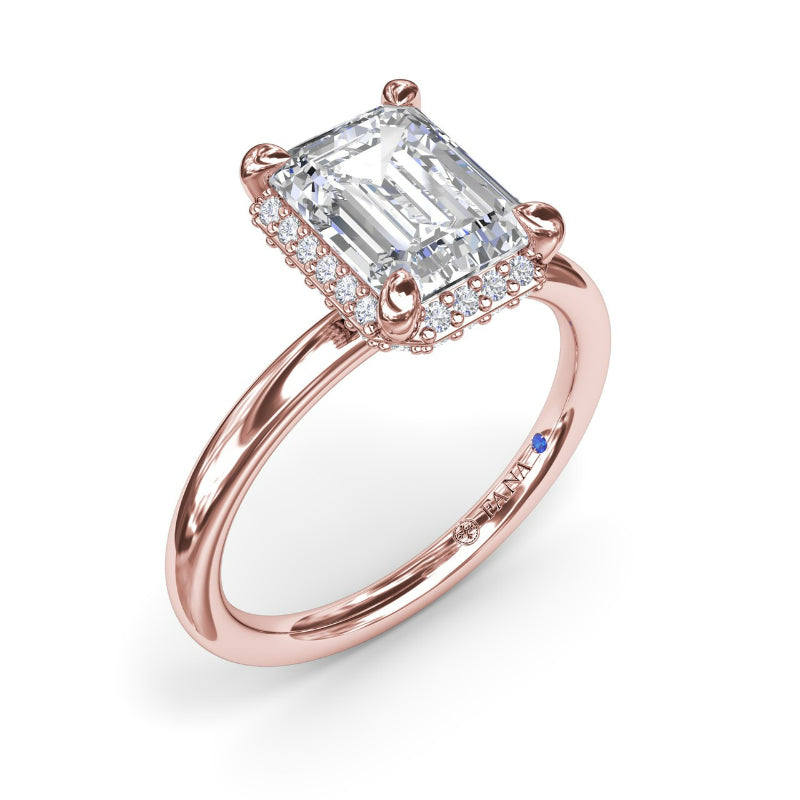 Fana Emerald Cut Halo Diamond Engagement Ring