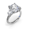 Fana Three Stone Trapezoid Diamond Engagement Ring