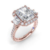 Fana Three Stone Halo Diamond Engagement Ring