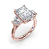 Fana Three Stone Trapezoid Diamond Engagement Ring