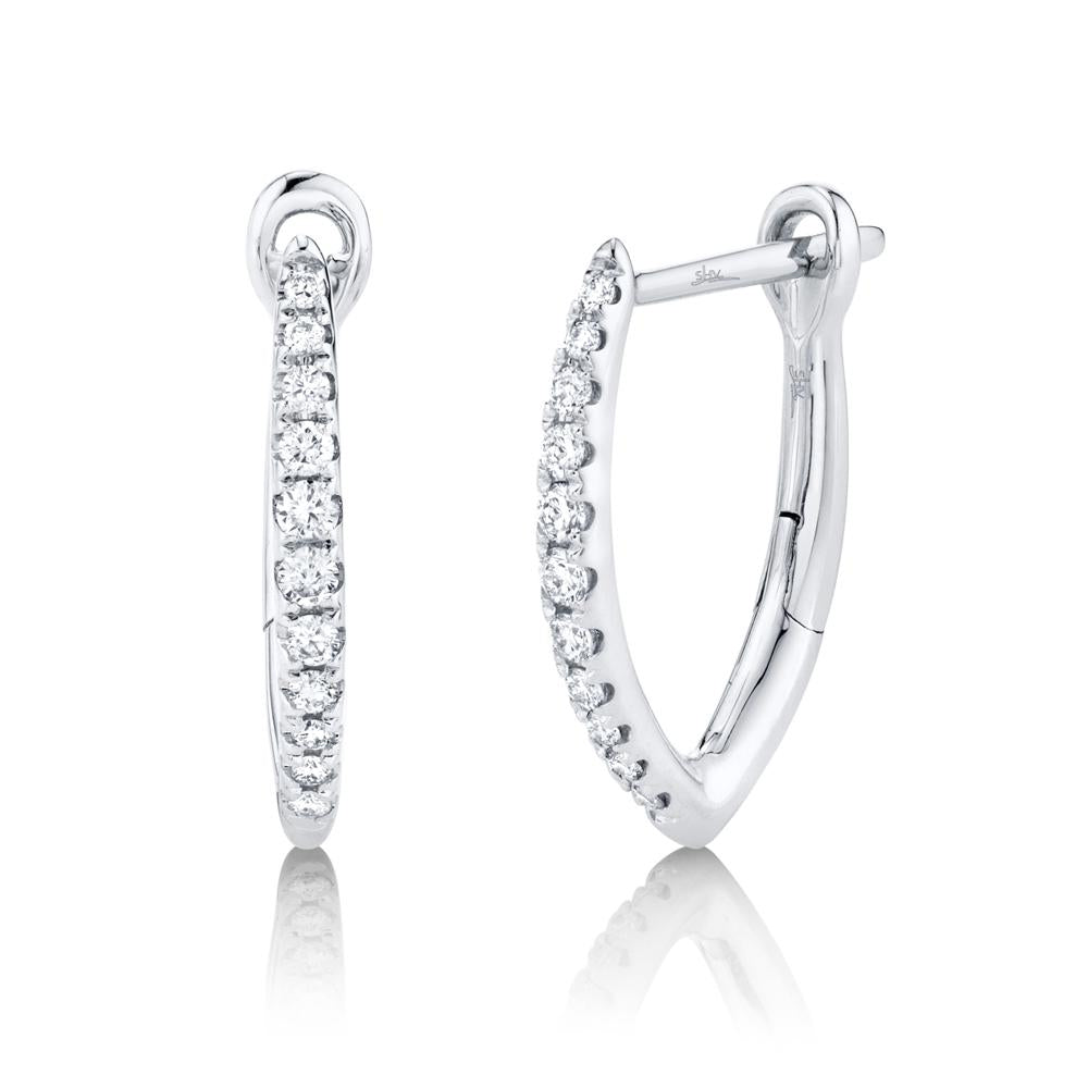 Shy Creation 14k Gold White Marquise 0.15 ct. Huggie Hoop Earrings