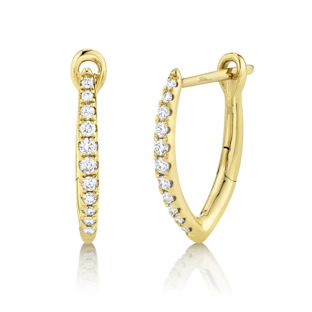 Shy Creation 14k Gold Yellow Marquise 0.15 ct. Huggie Hoop Earrings