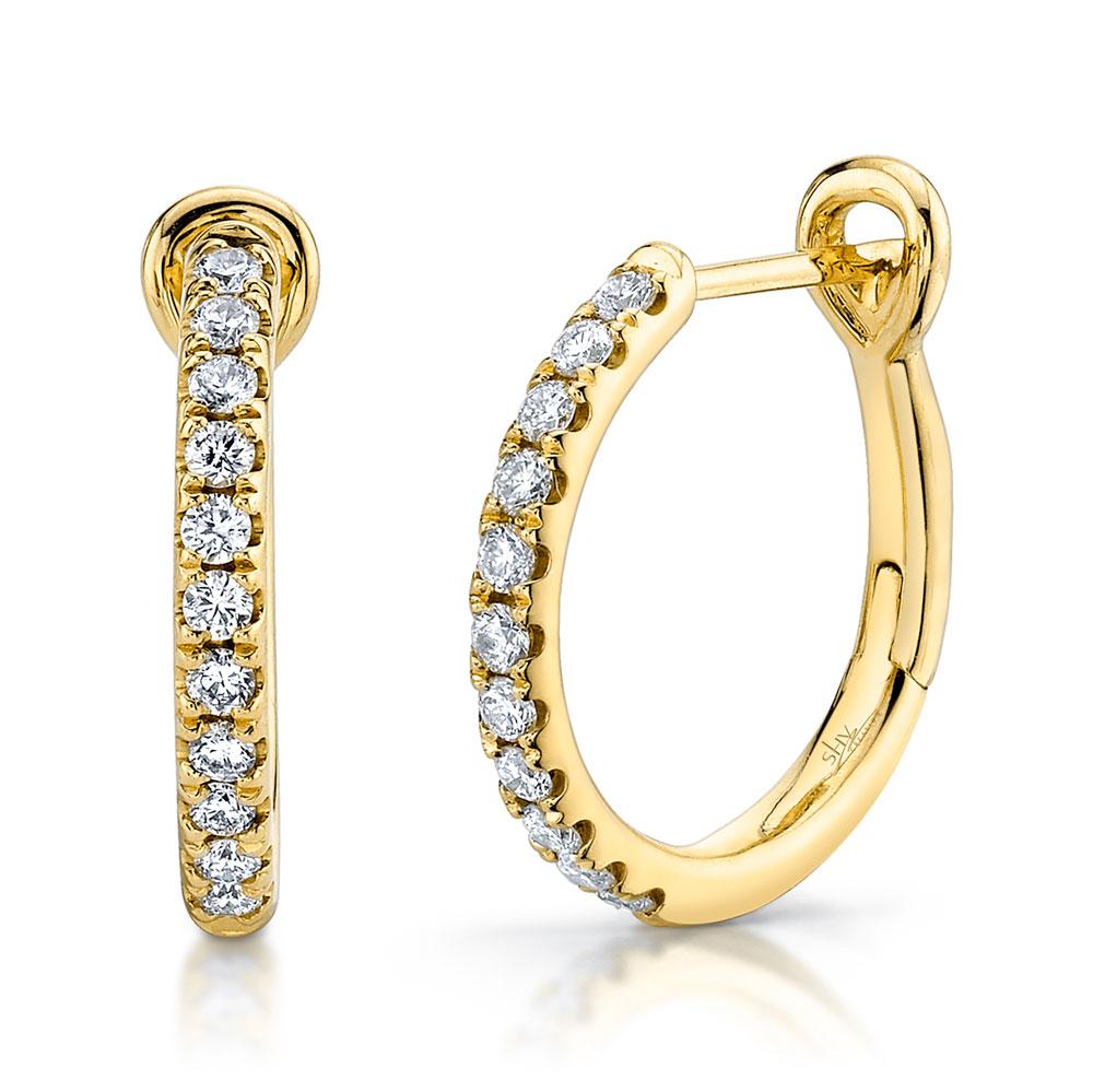 Shy Creation 14k Gold Yellow 0.26Ct Diamond Hoop Earring