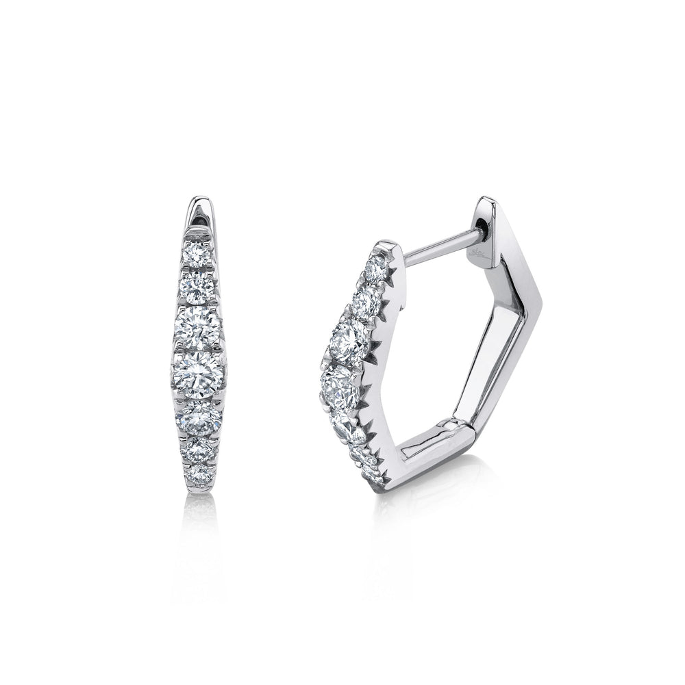 Shy Creation 14k Gold White 0.49Ct Diamond Huggie Earring