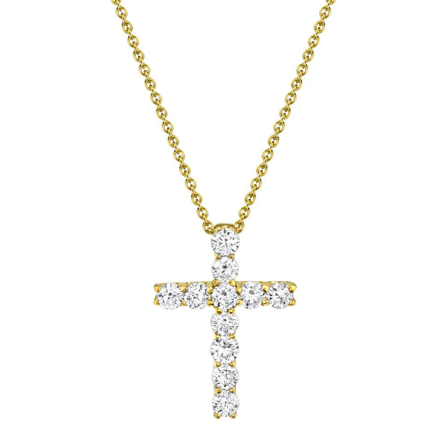 Shy Creation 14k Gold Yellow 0.32Ct Diamond Cross Necklace