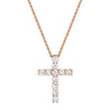 Shy Creation 14k Gold Rose 0.32Ct Diamond Cross Necklace