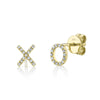 Shy Creation 14k Gold Yellow 'Xo' Diamond Stud Earring