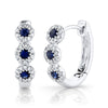 Shy Creation 14k Gold White 0.15Ct Diamond & 0.30Ct Blue Sapphire Huggie Earring