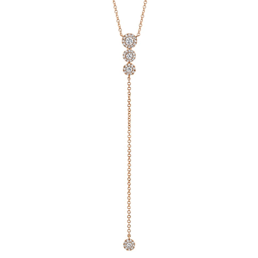 Shy Creation 14k Gold Rose 0.29Ct Diamond Lariat Necklace