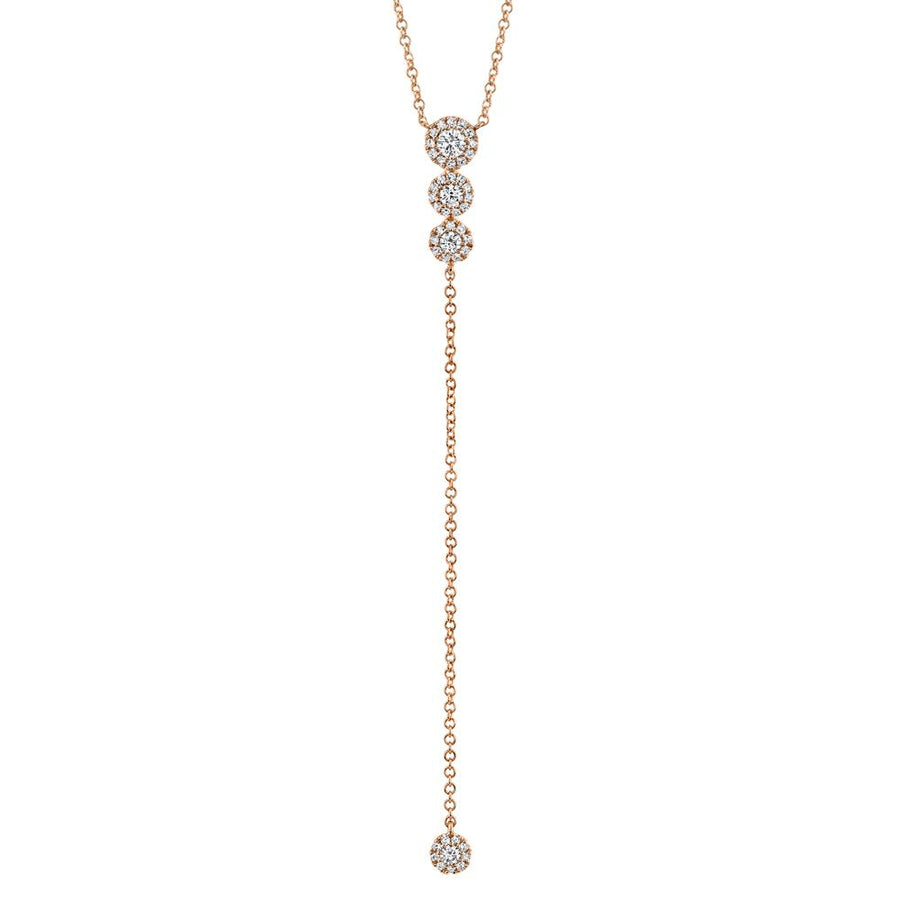 Shy Creation 14k Gold Rose 0.29Ct Diamond Lariat Necklace