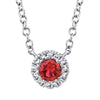 Shy Creation 14k Gold White 0.04Ct Diamond & 0.14Ct Ruby Necklace