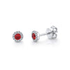 Shy Creation 14k Gold White 0.08Ct Diamond & 0.28Ct Ruby Stud Earring