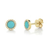 Shy Creation 14k Gold Yellow 0.08Ct Diamond & 0.47Ct Composite Turquoise Stud Earring