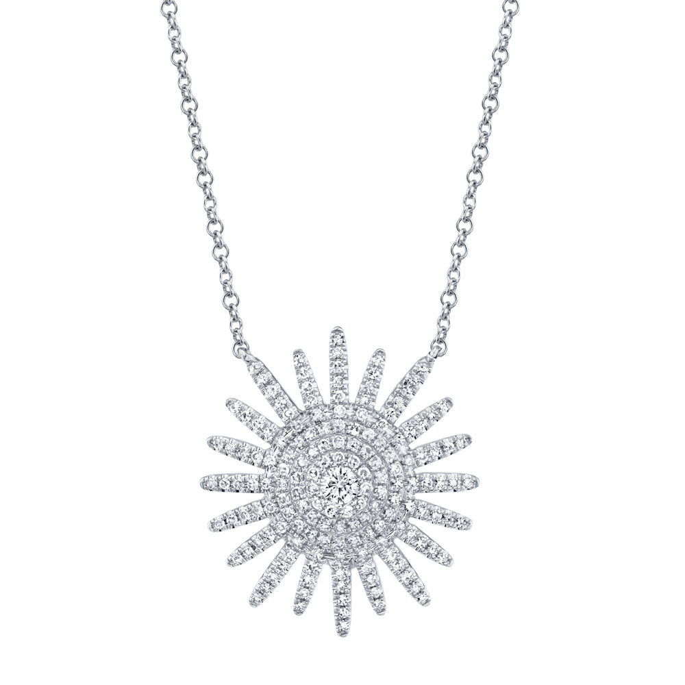 Shy Creation 14k Gold White 0.43Ct Diamond Starburst Necklace