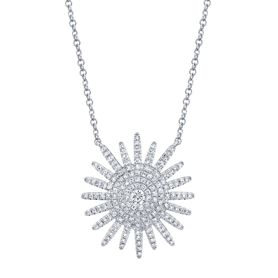 Shy Creation 14k Gold White 0.43Ct Diamond Starburst Necklace