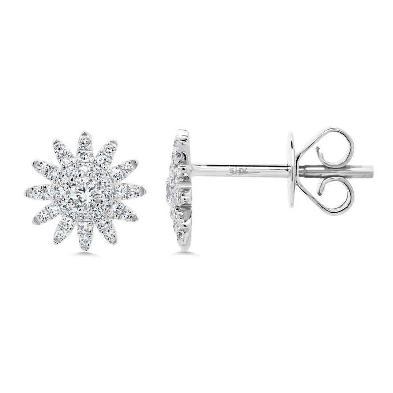 Shy Creation 14k Gold White Aurora 0.24 ct. Diamond Starburst Stud Earring